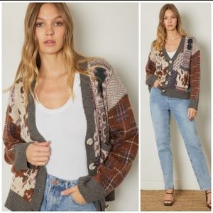 Entro Print Cardigan Sweater, Multi-colored, Various Sizes, BNWT